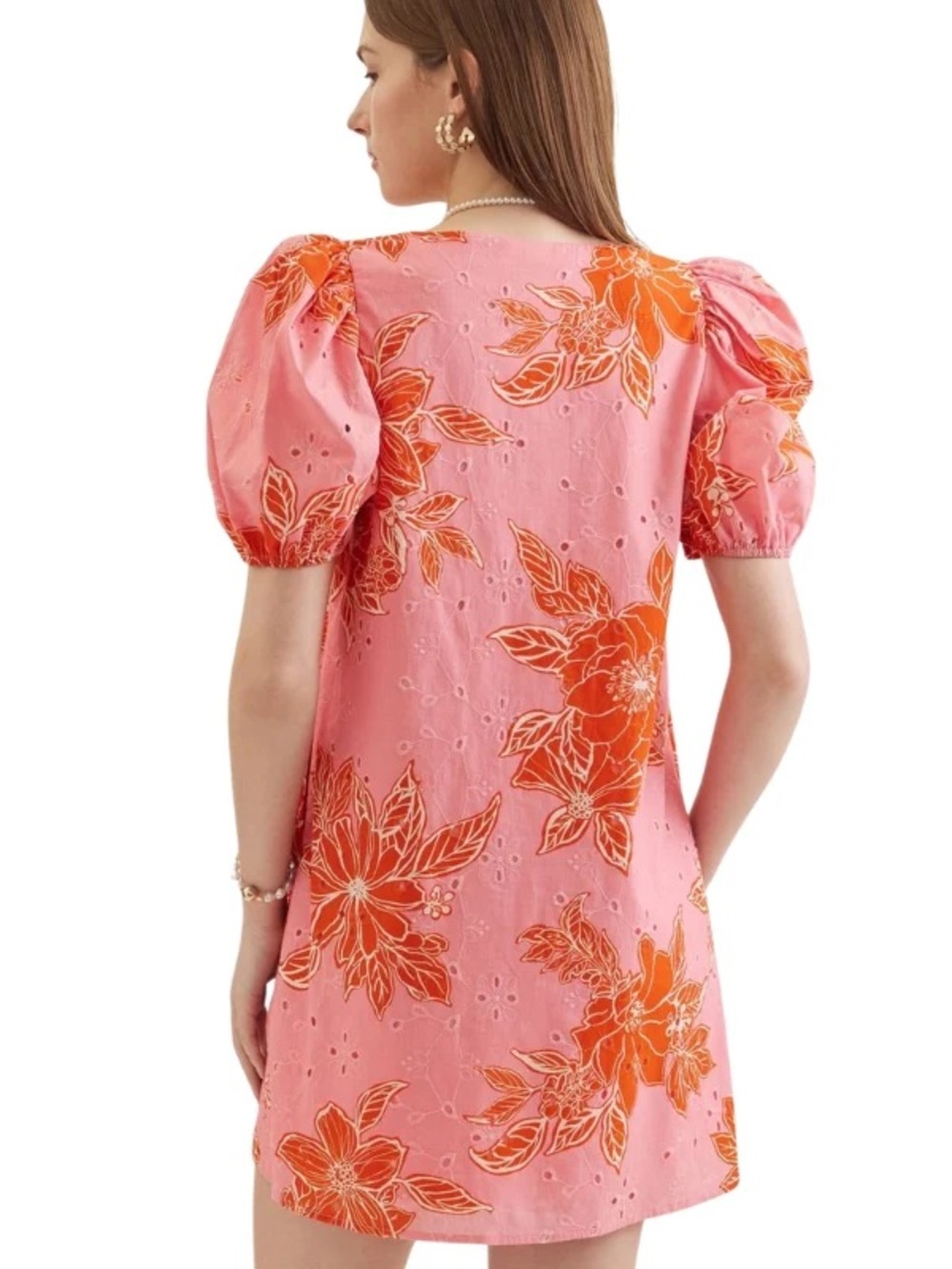 Women’s Entro Floral Puff-Sleeve Mini Dress Large
